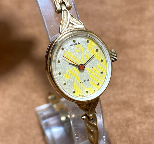 Soviet Wristwatch Women's CHAIKA Vintage Gold Filled Ladies Quartz Chaika Watch