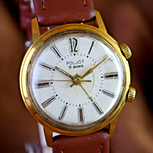 Soviet Wristwatch POLJOT Alarm Vintage Signal Mens USSR Mechanical Watch Soviet