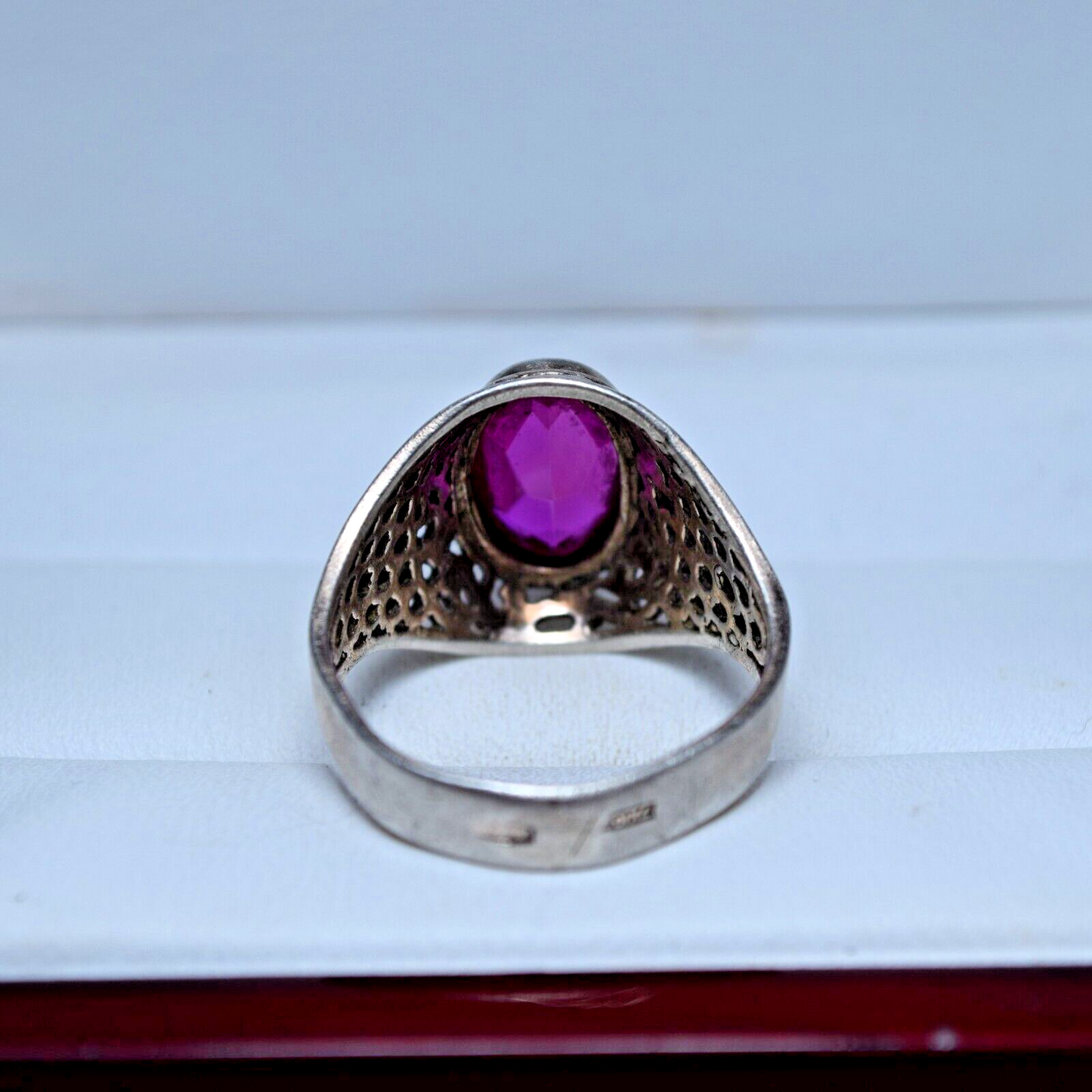 Soviet Silver Ring With Ruby Beautiful Ring Size 9.5 Weigt 5.55 g Antique Ring 