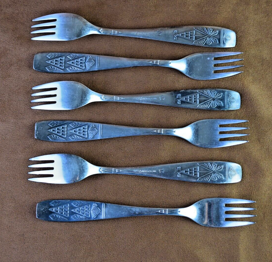 Soviet Set of 6 Vintage Table Forks Silver Plated Melchior Kiev Сhestnut UKRAINE