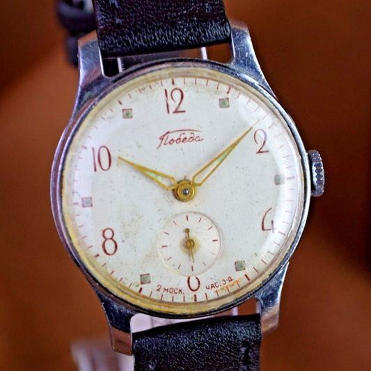 RARE WATCH Pobeda 50s Soviet Watch Mechanical Mens Wristwatch USSR Vintage Watch