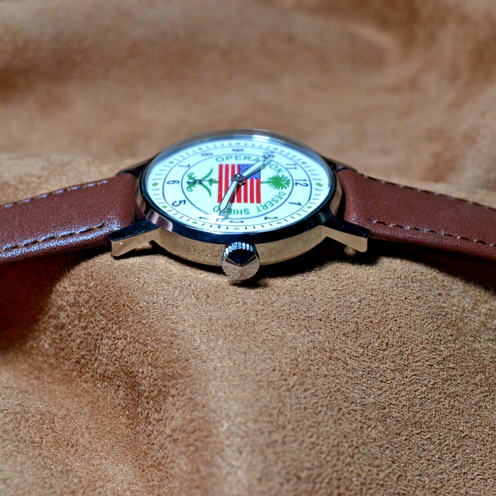 Soviet Military Wristwatch Pobeda Desert Storm Shield Vintage Mens Wristwatch