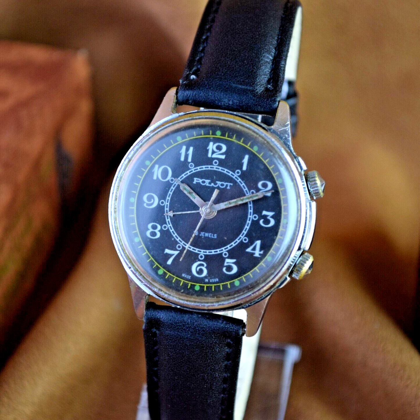 Soviet Wristwatch POLJOT Alarm Signal Vintage Russian USSR Mechanical Watch 