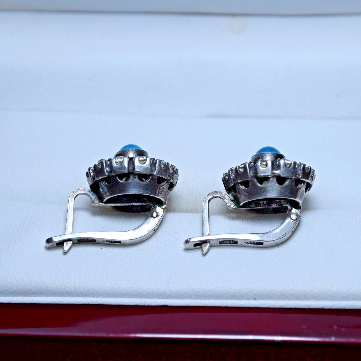 RARE Soviet Silver EARRINGS 925 With Turquoise Weigt 7.39g Antique USSR EARRINGS