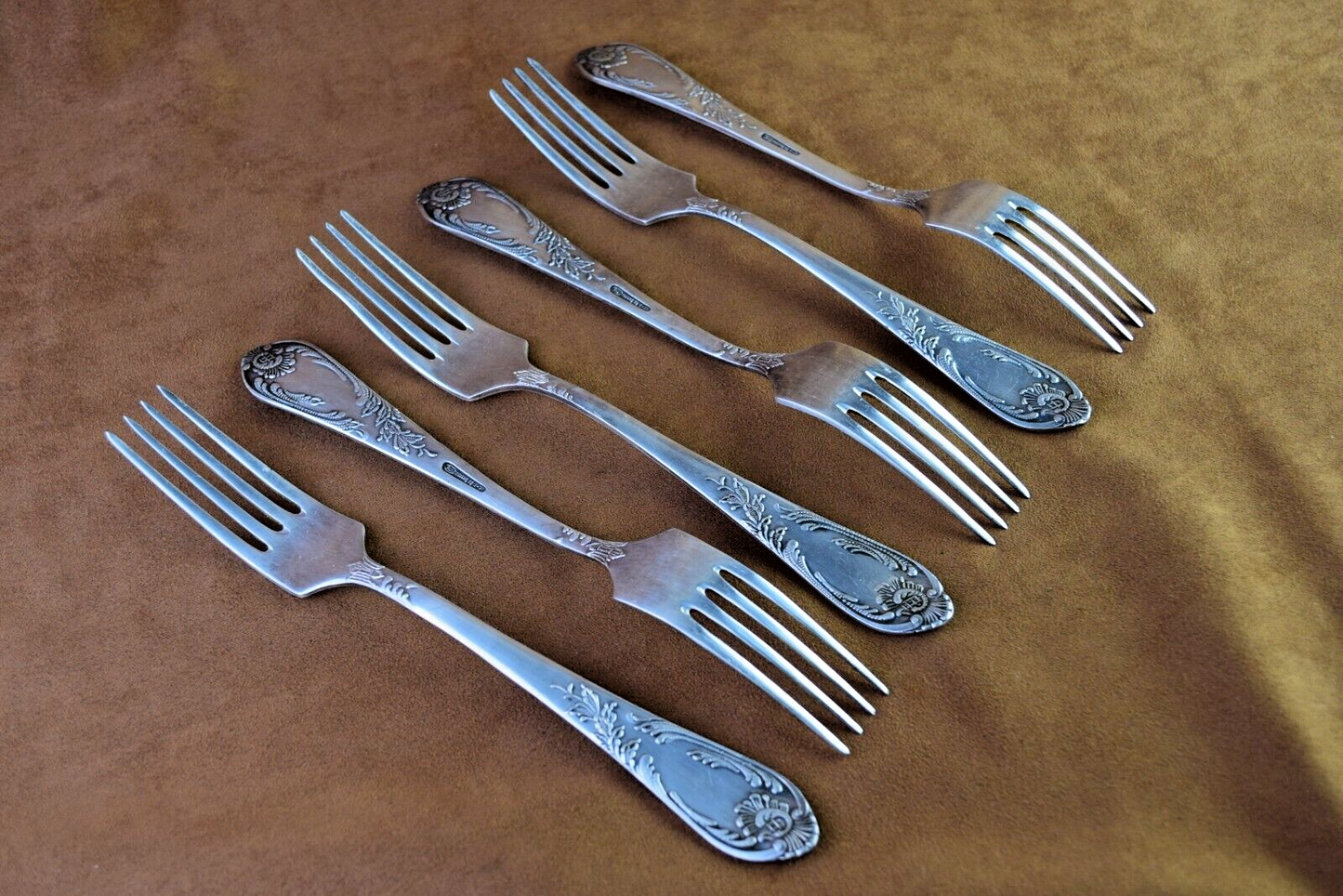 Soviet Vintage Table Forks Silver Plated Melchior Set of 6 USSR Soviet ZISH