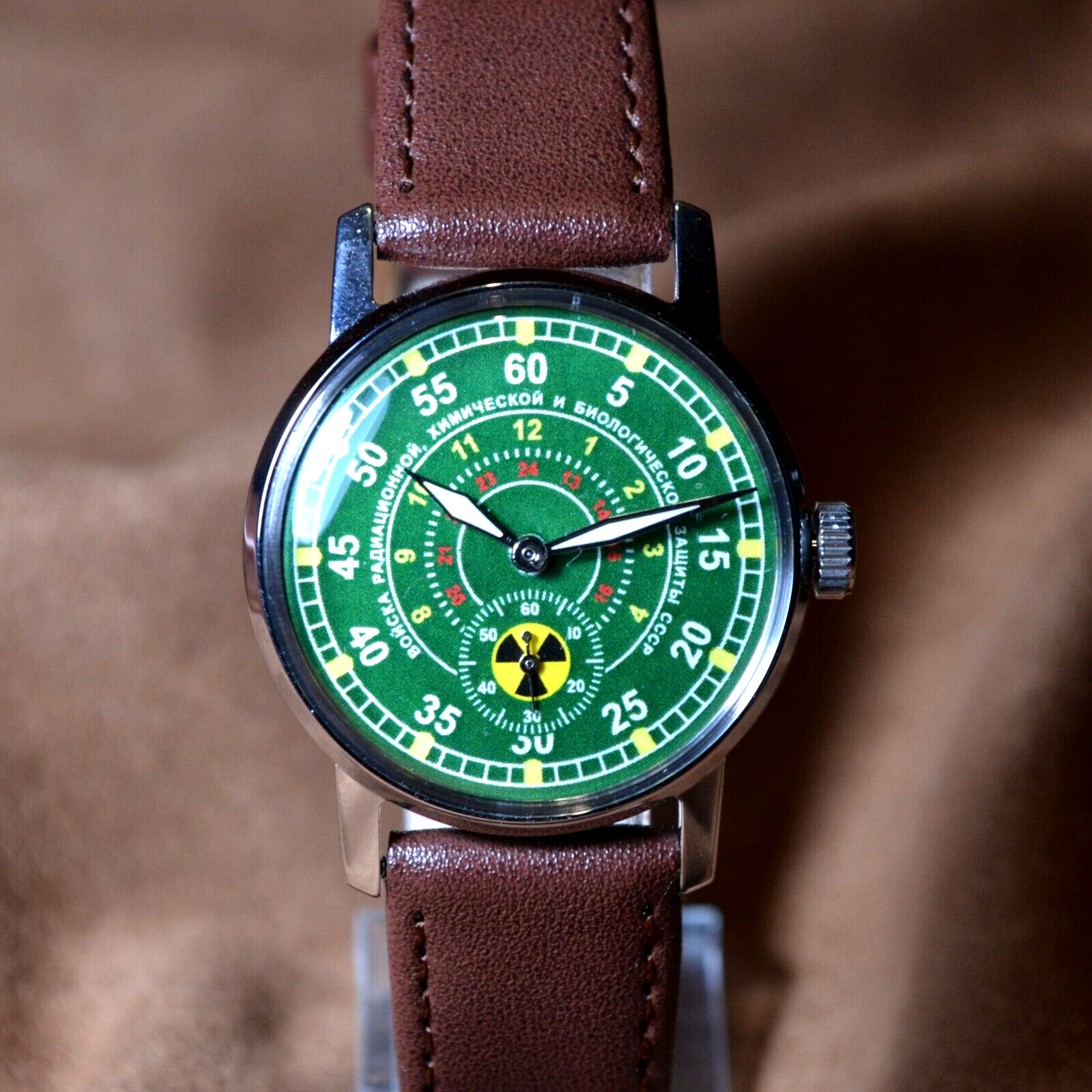 Vintage watch Pobeda Chemical Defense Forces Mens Soviet Military Wristwatch