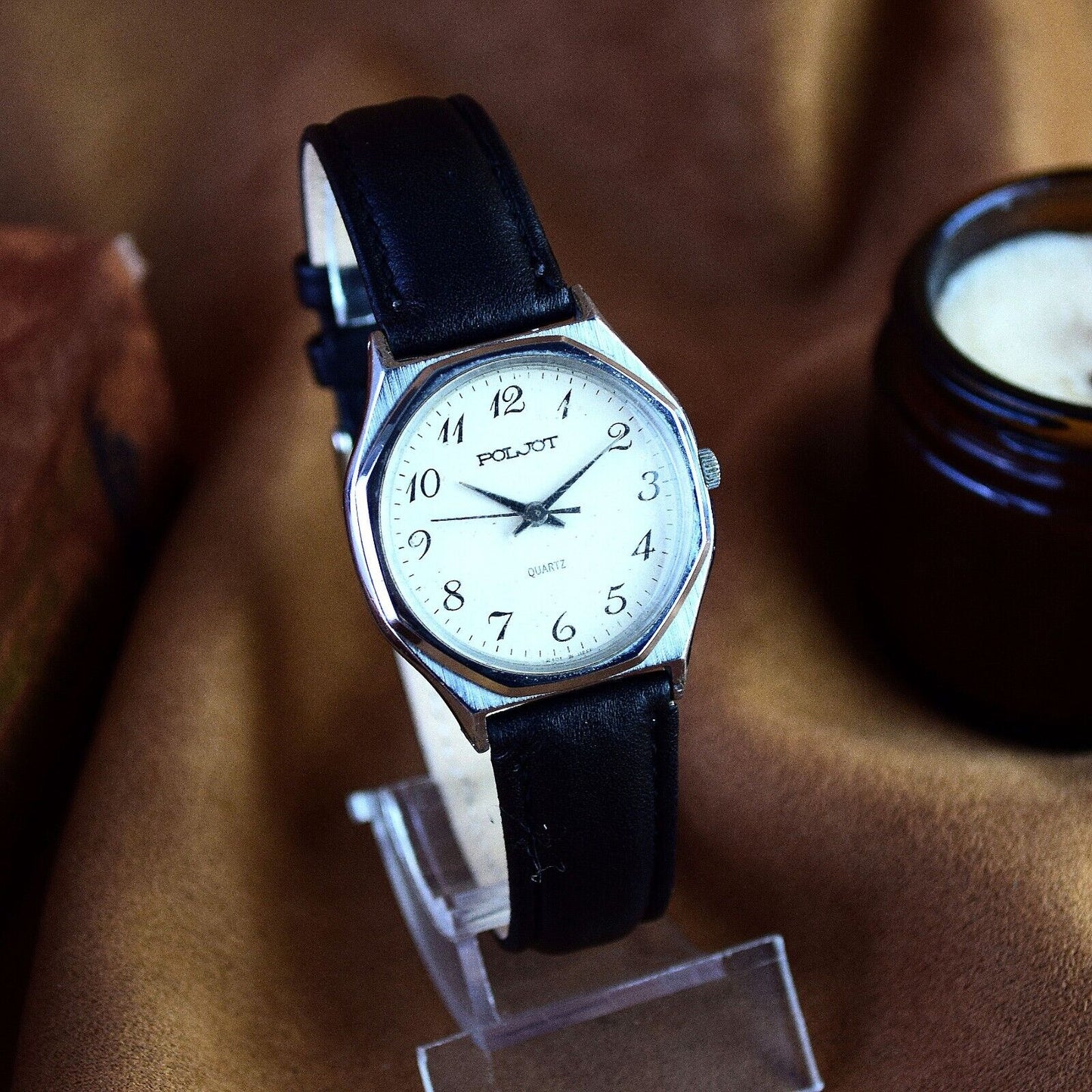Soviet Vintage Wristwatch POLJOT Quartz Mens Watch White Dial USSR Vintage