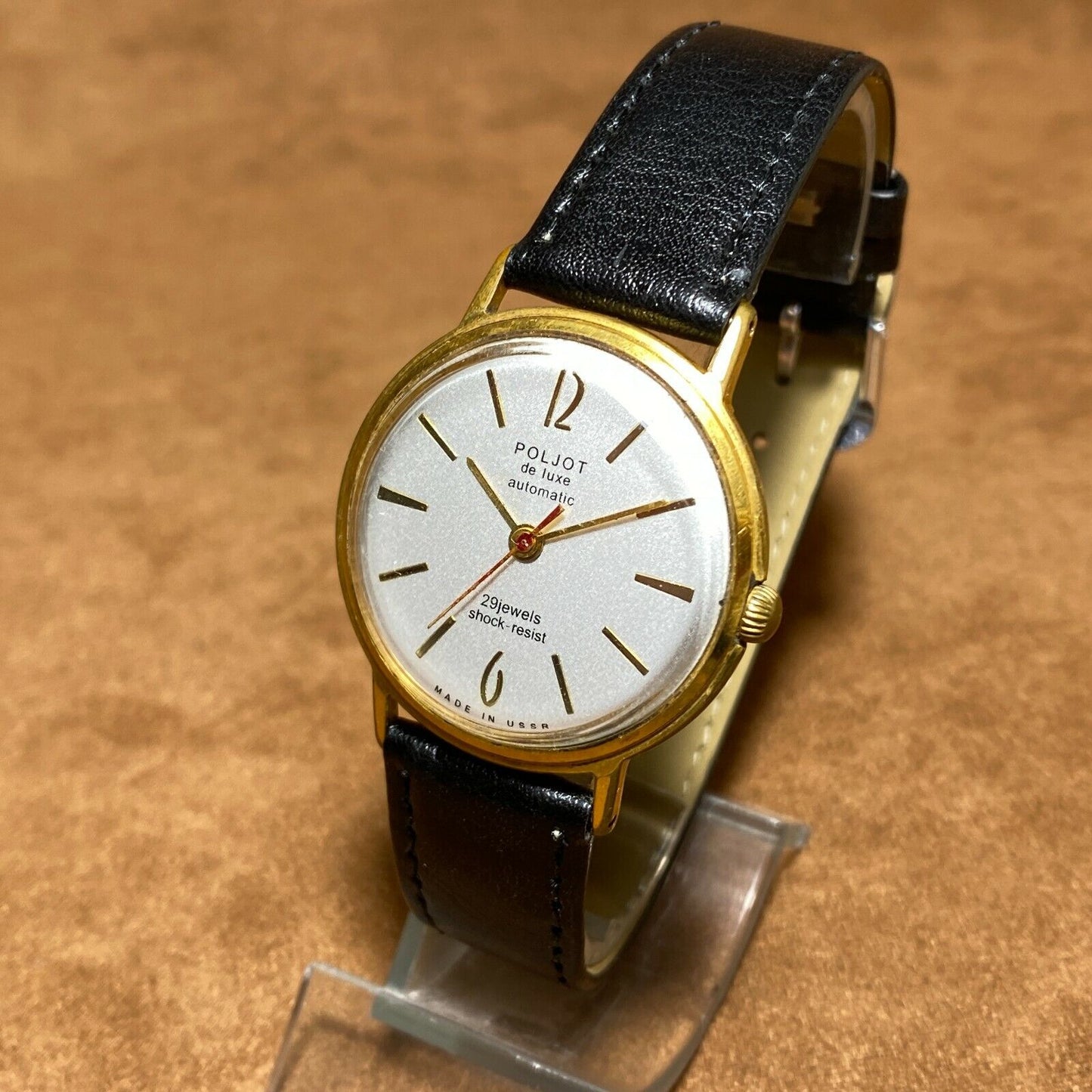 Soviet Wristwatch Automatic Poljot De Luxe Ultra Slim Men's Vintage 23 Jewels