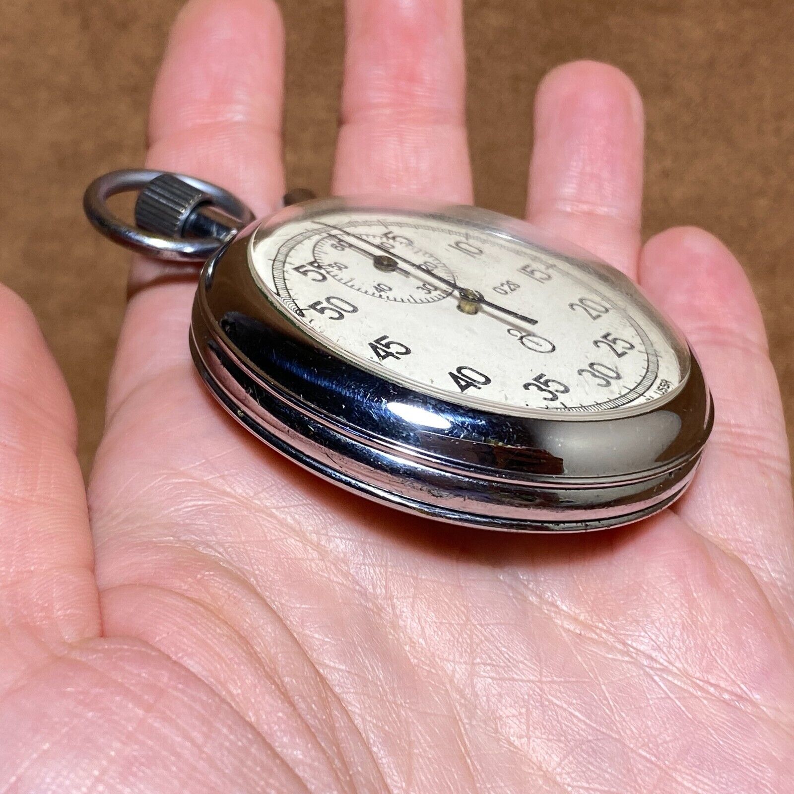 Soviet Stopwatch Two-Button Agat Zlatoust Mechanical Pocket Watch Made in USSR