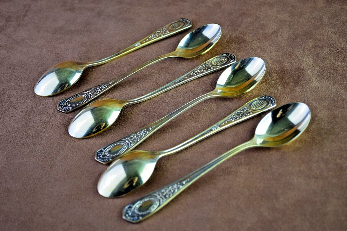 Vintage Soviet Set of 6 Tea Spoons Gold Plated Vintage Spoons Zish Vintage