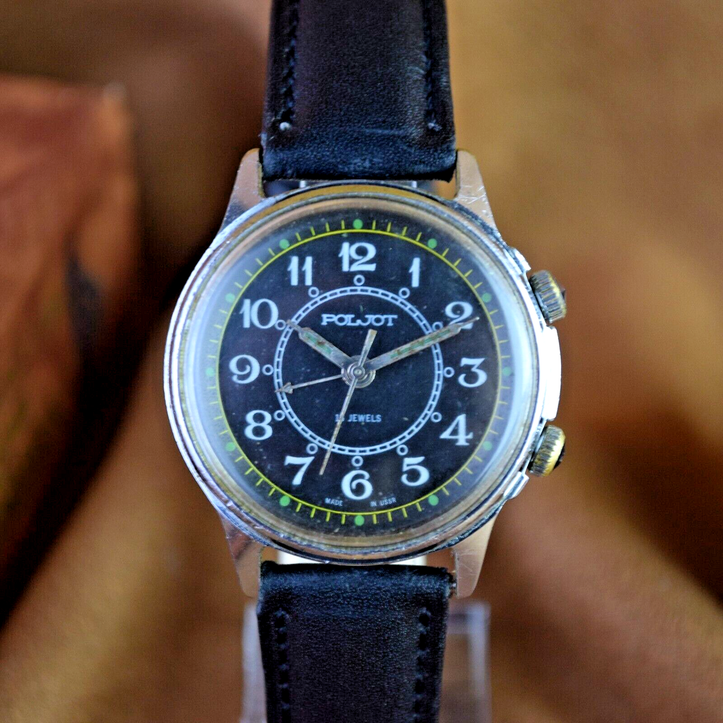 Soviet Wristwatch POLJOT Alarm Signal Vintage Russian USSR Mechanical Watch