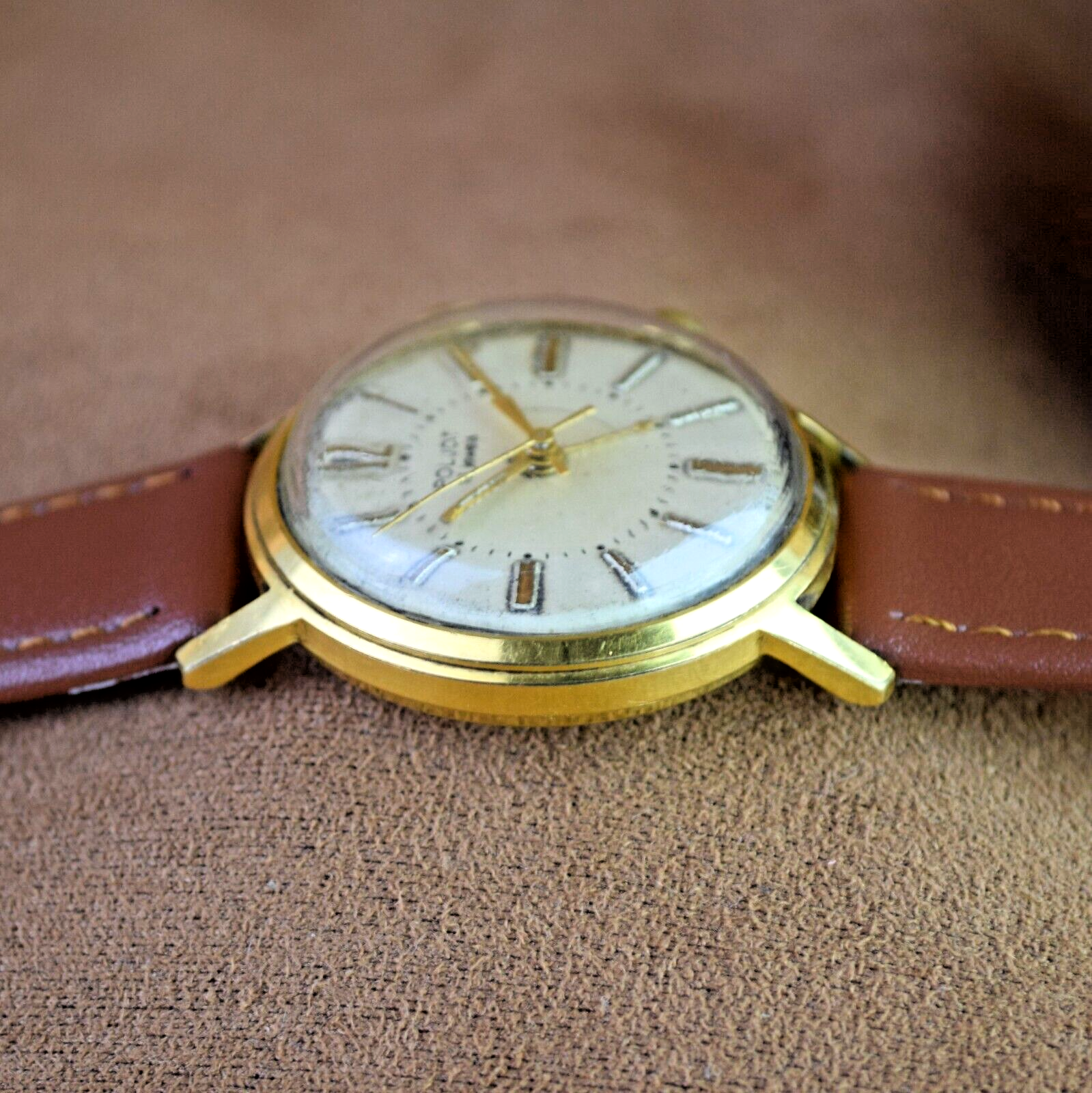 Soviet Wristwatch POLJOT Alarm Vintage Signal Mens USSR Mechanical Watch Soviet - Vintagecoua