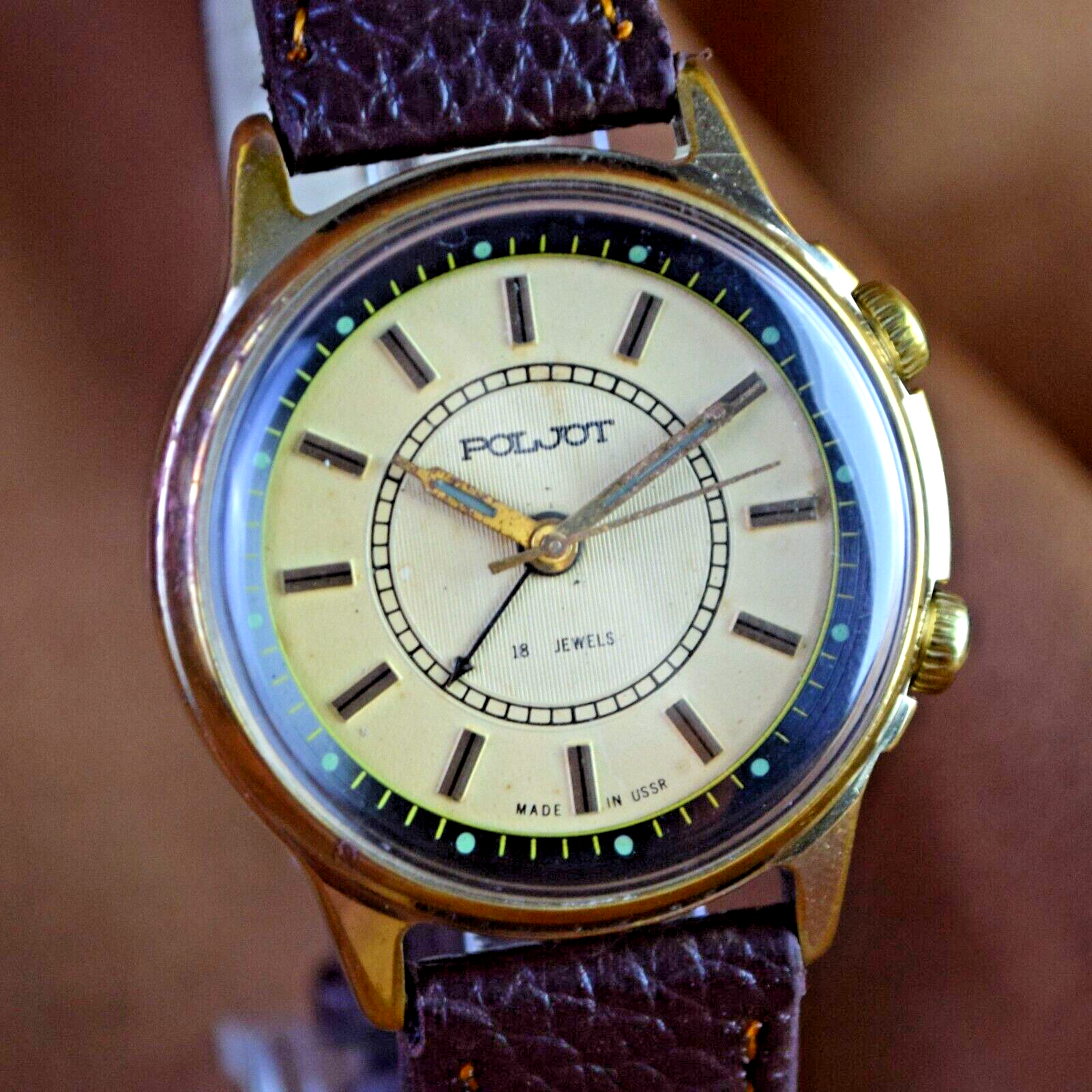 Vintage Soviet POLJOT Alarm Signal Watch USSR Mechanical Mens Soviet Era Watch - Vintagecoua