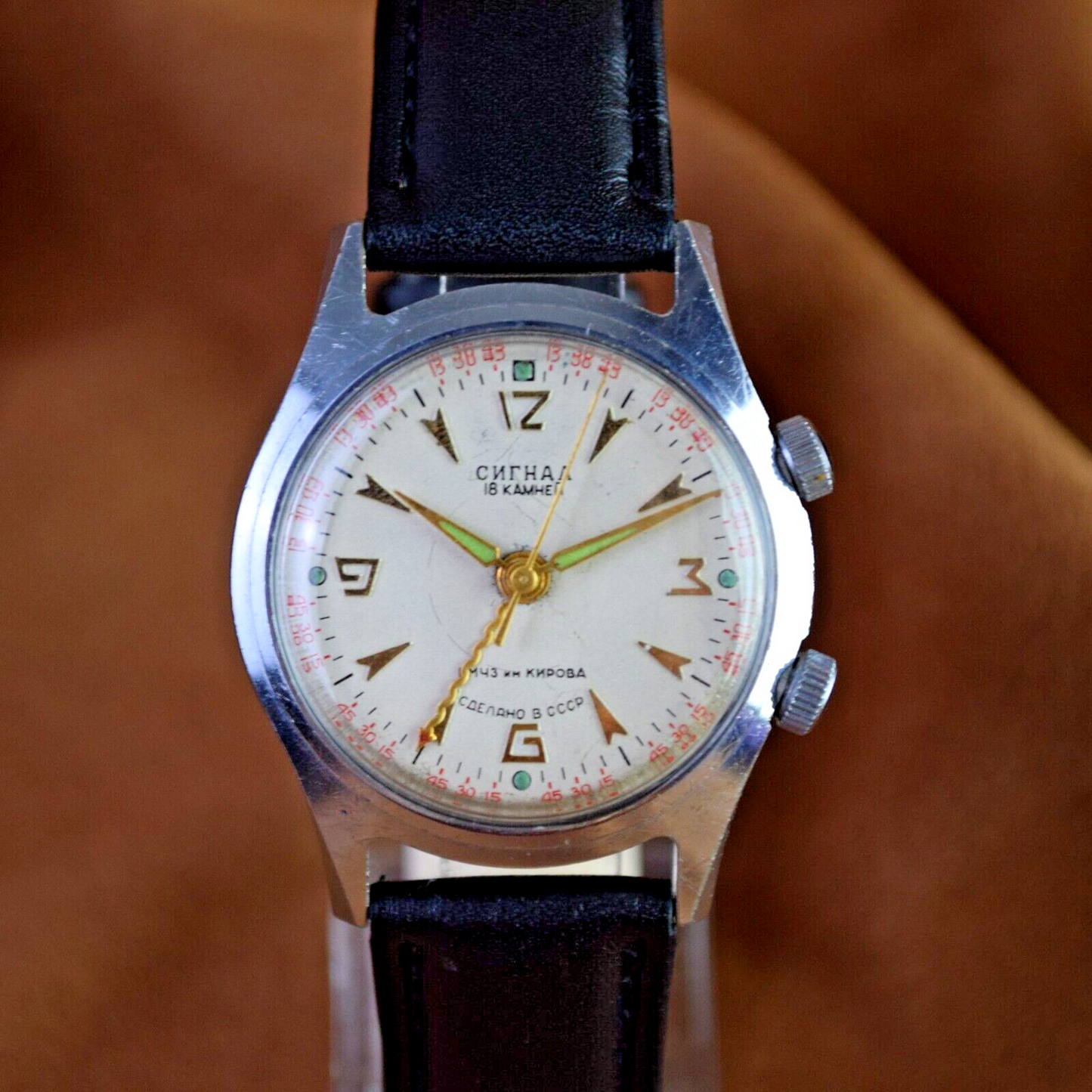 Vintage Soviet POLJOT Signal Alarm Watch USSR Mechanical Mens Soviet Era Watch - Vintagecoua