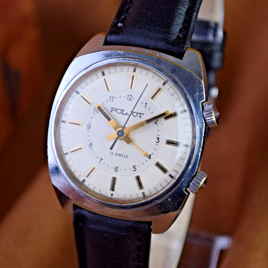 Vintage Soviet Watch POLJOT Alarm Signal Vintage USSR Mechanical Wrist Watch - Vintagecoua