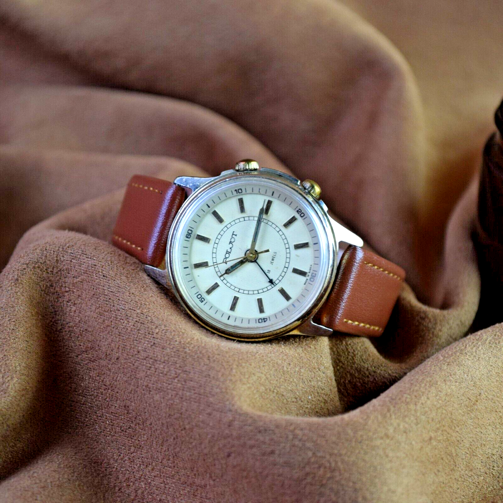 Rare Soviet Wristwatch POLJOT Alarm Vintage Mechanical Mens Signal Watch USSR - Vintagecoua